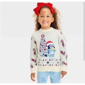 Bluey Christmas Sweater Toddler 2T Hooray Holiday Crew Neck Cotton Blend Cream